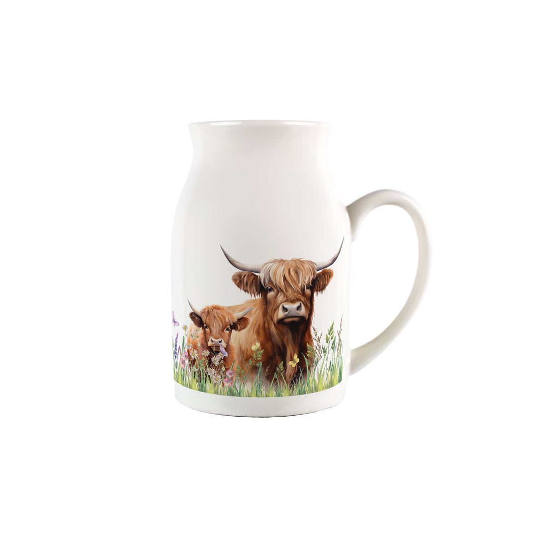 Purely Home Highland Cow & Calf Small Porcelain Jug