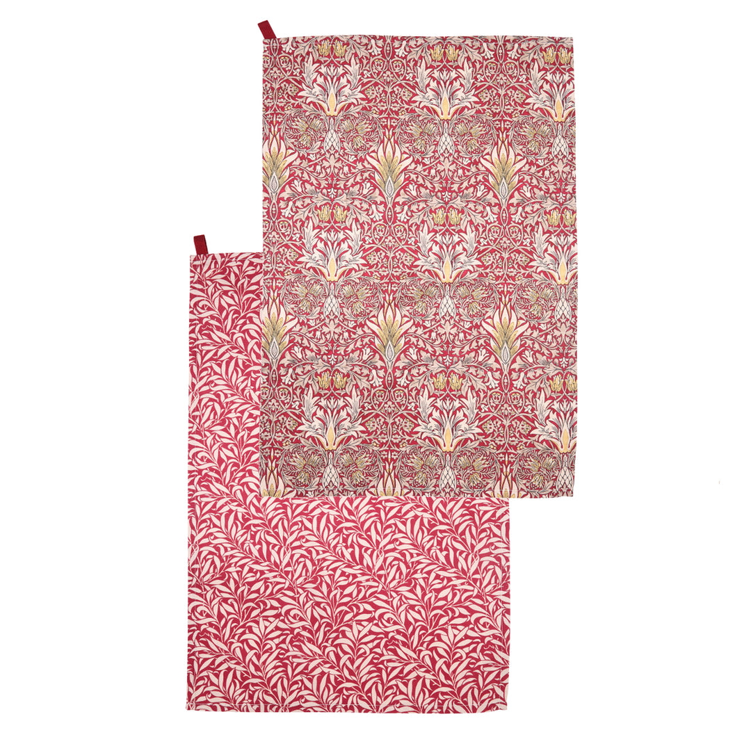 Morris & Co Snakeshead Tea Towels Set - Claret