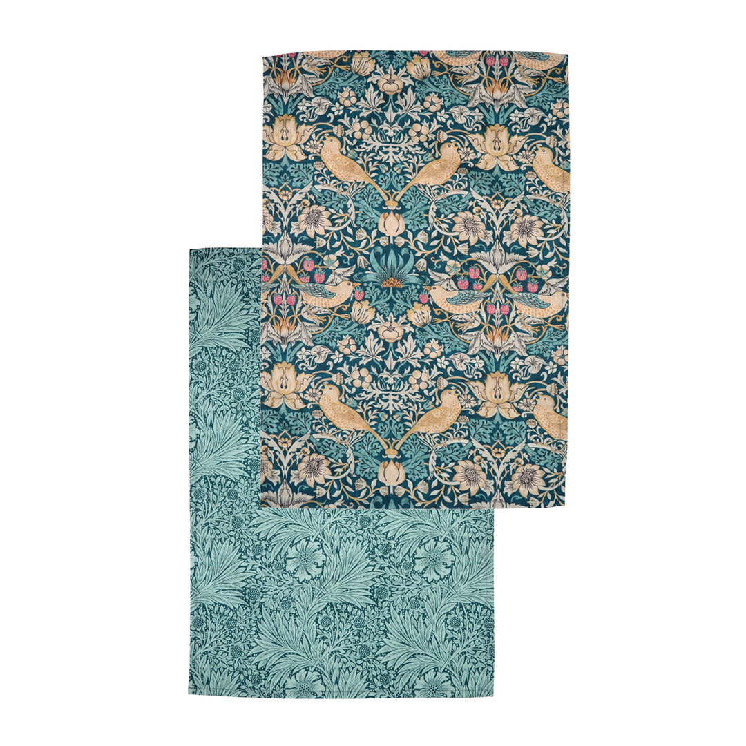Morris & Co Strawberry Thief Tea Towels Set - Teal