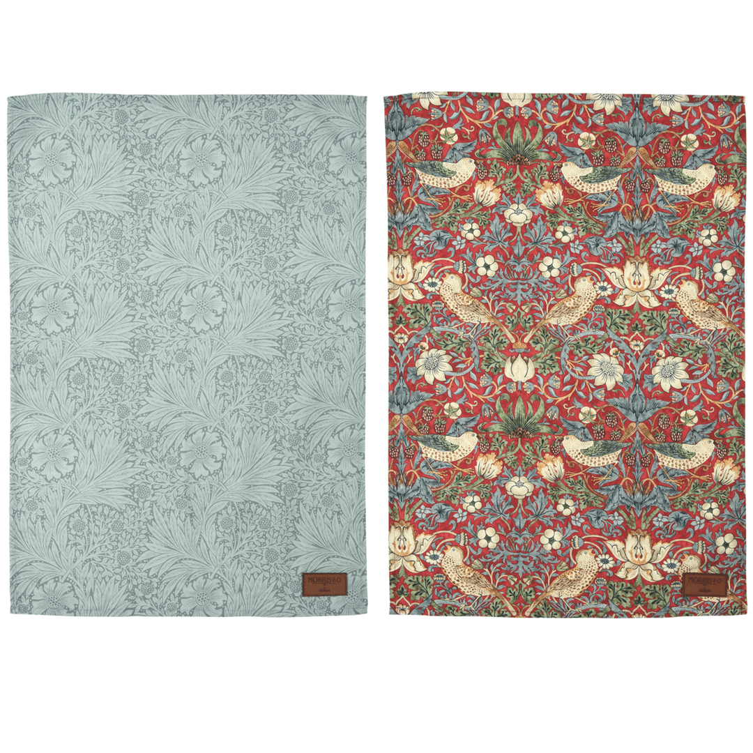 Morris & Co Strawberry Thief Tea Towels Set - Red