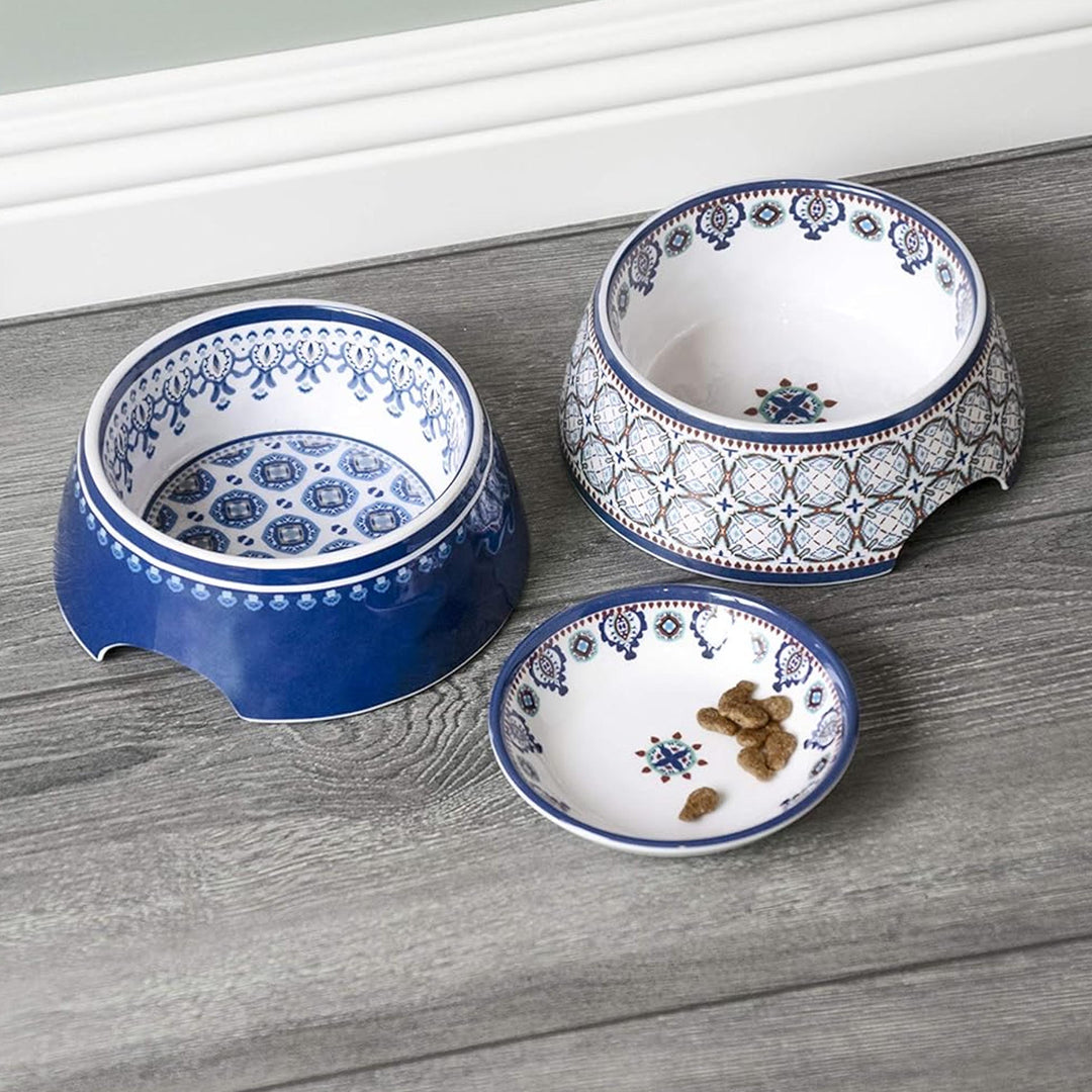 Moroccan Indigo Full Print Melamine Pet Bowl - Medium