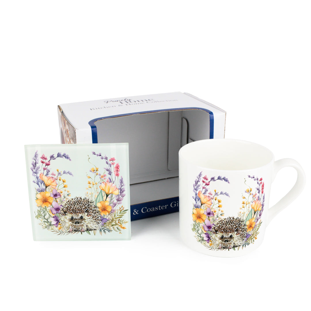 Purely Home Harriet Hedgehog Mug & Coaster Gift Set