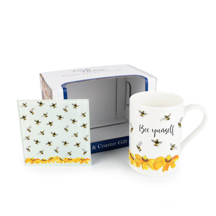 Purely Home Bee Yourself Mug & Coaster Gift Set