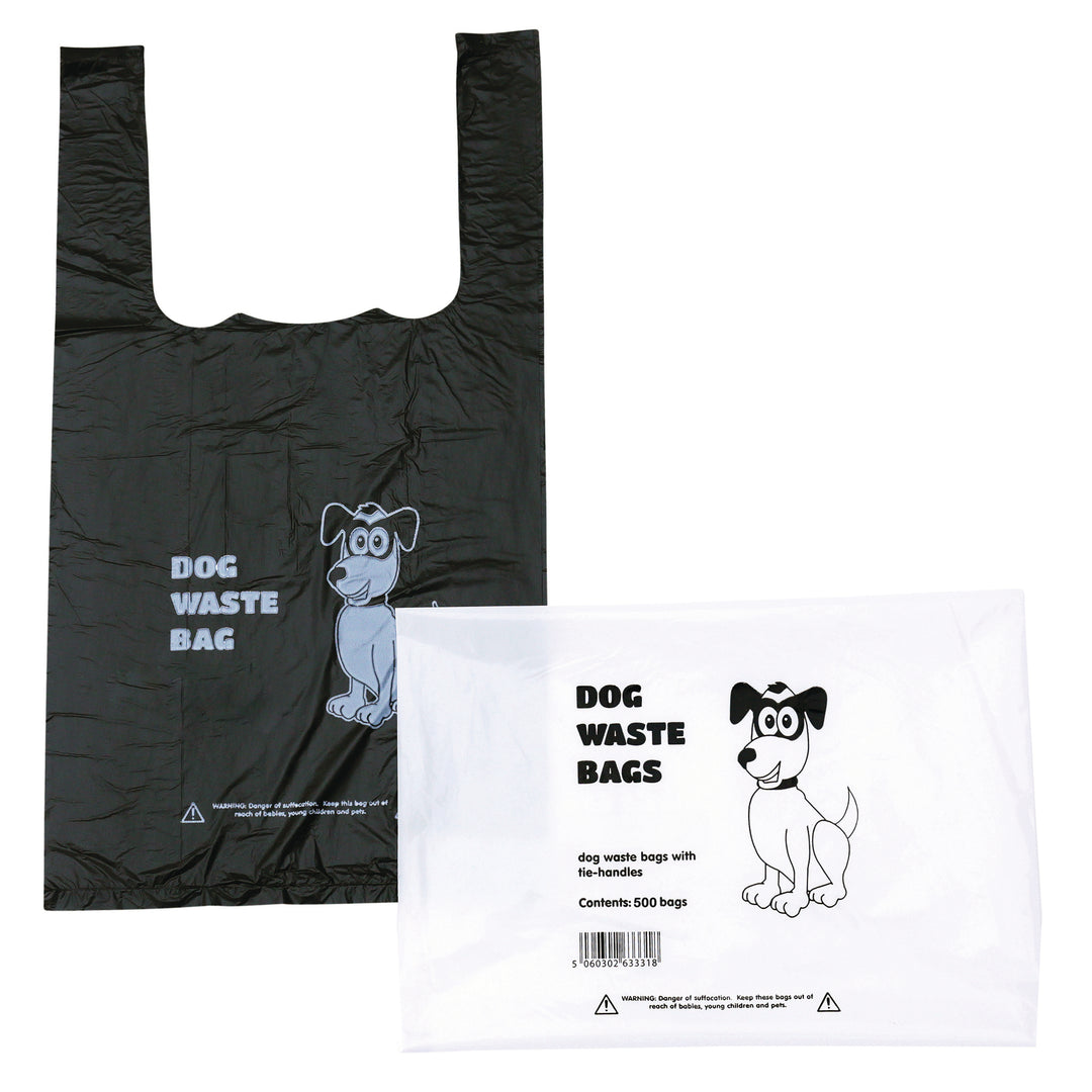 Black Tie-Handle Dog Poo/Waste Bags - Packs of 500