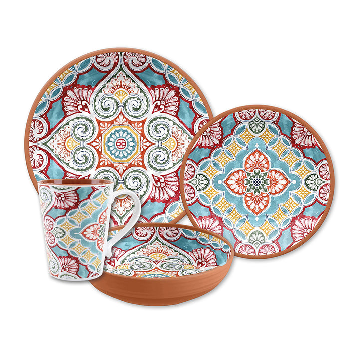 Rio Corte Melamine Dinnerware Set with Mugs