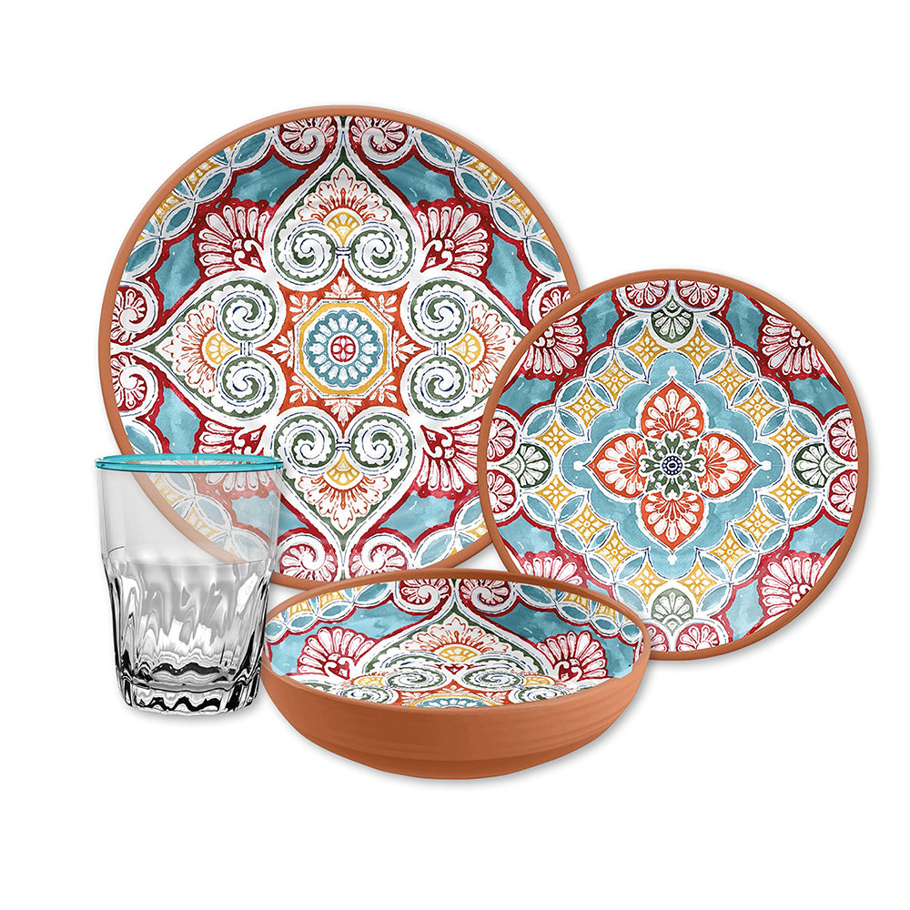 Rio Corte Melamine Dinnerware Set with Tumblers