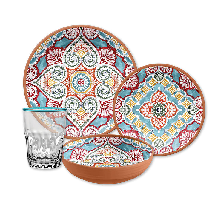 Rio Corte Melamine Dinnerware Set with Tumblers