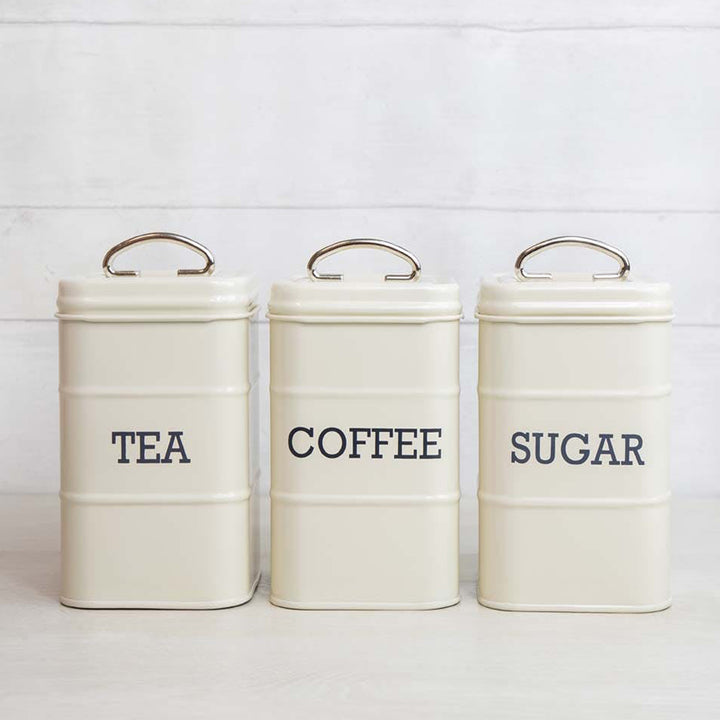 Living Nostalgia Antique Cream Tea, Coffee & Sugar Canister Set
