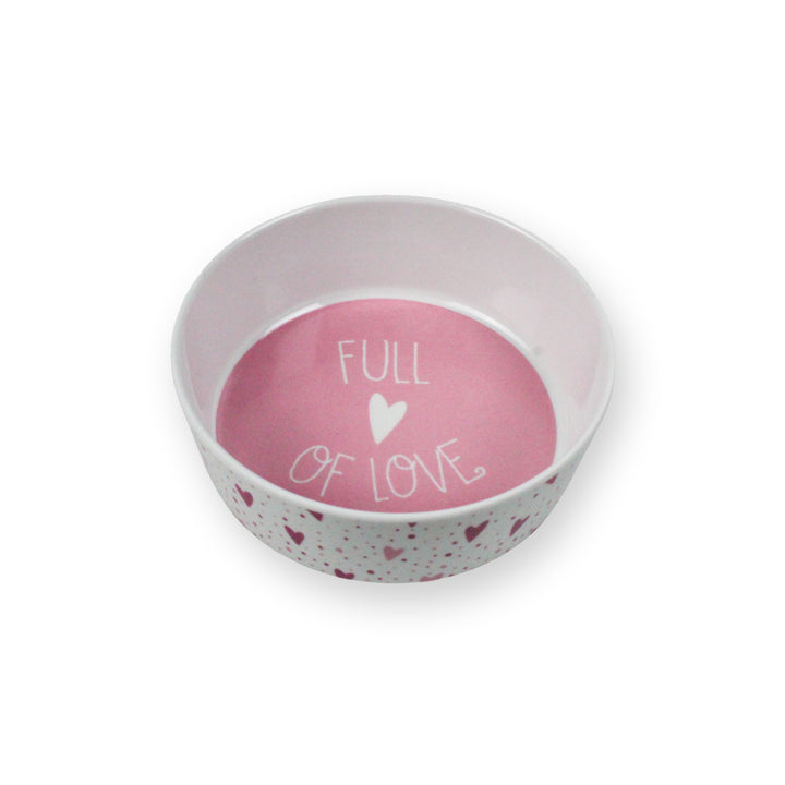Pink Hearts Melamine Pet Bowl & Saucer Set