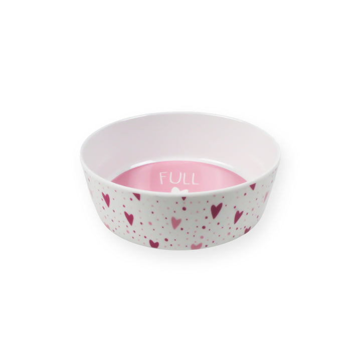 Pink Hearts Melamine Pet Bowl & Saucer Set