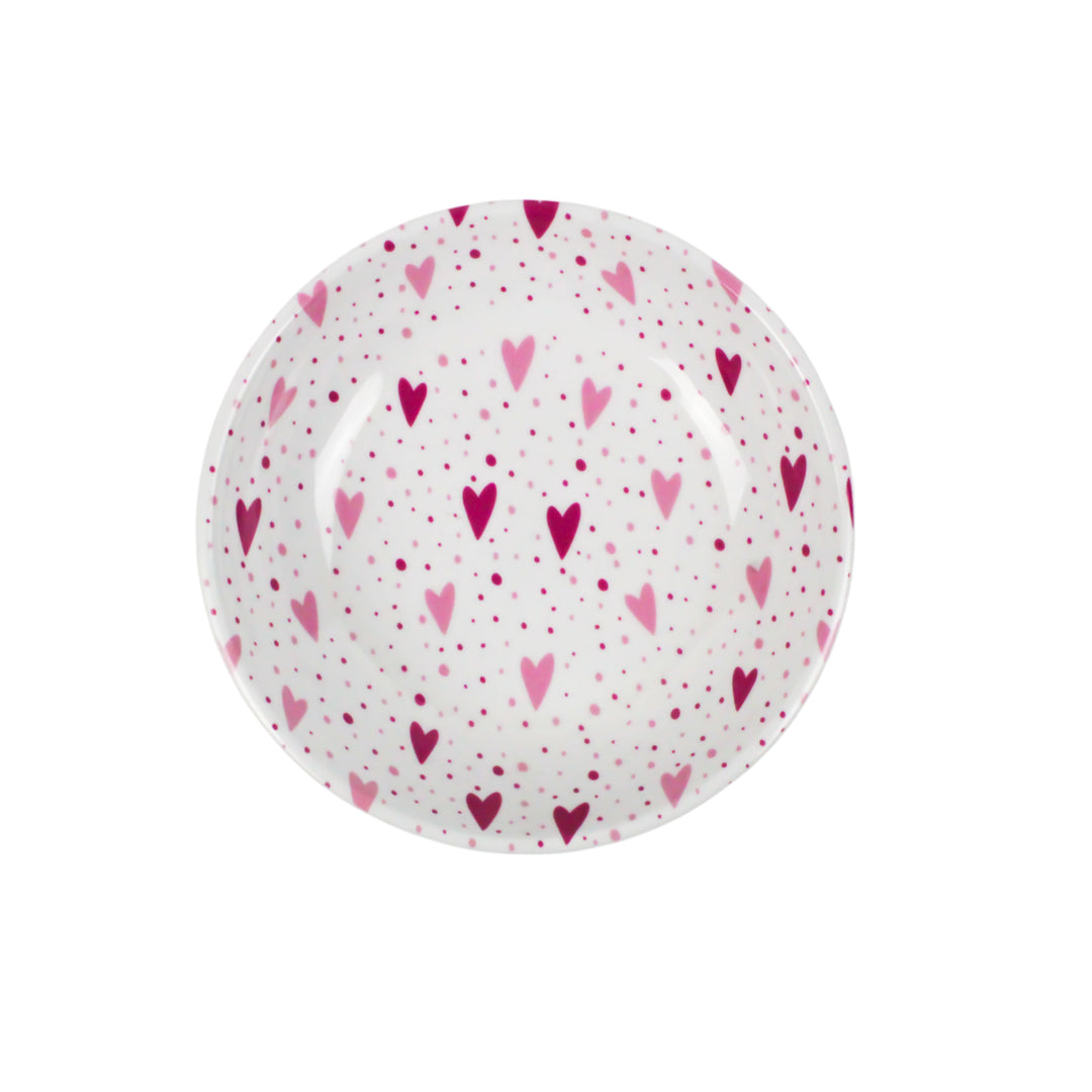 Pink Hearts Melamine Pet Bowl & Saucer Set