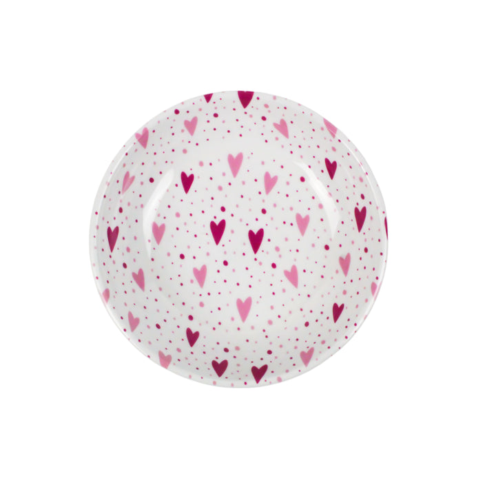 Pink Hearts Melamine Pet Bowl & Saucer Set