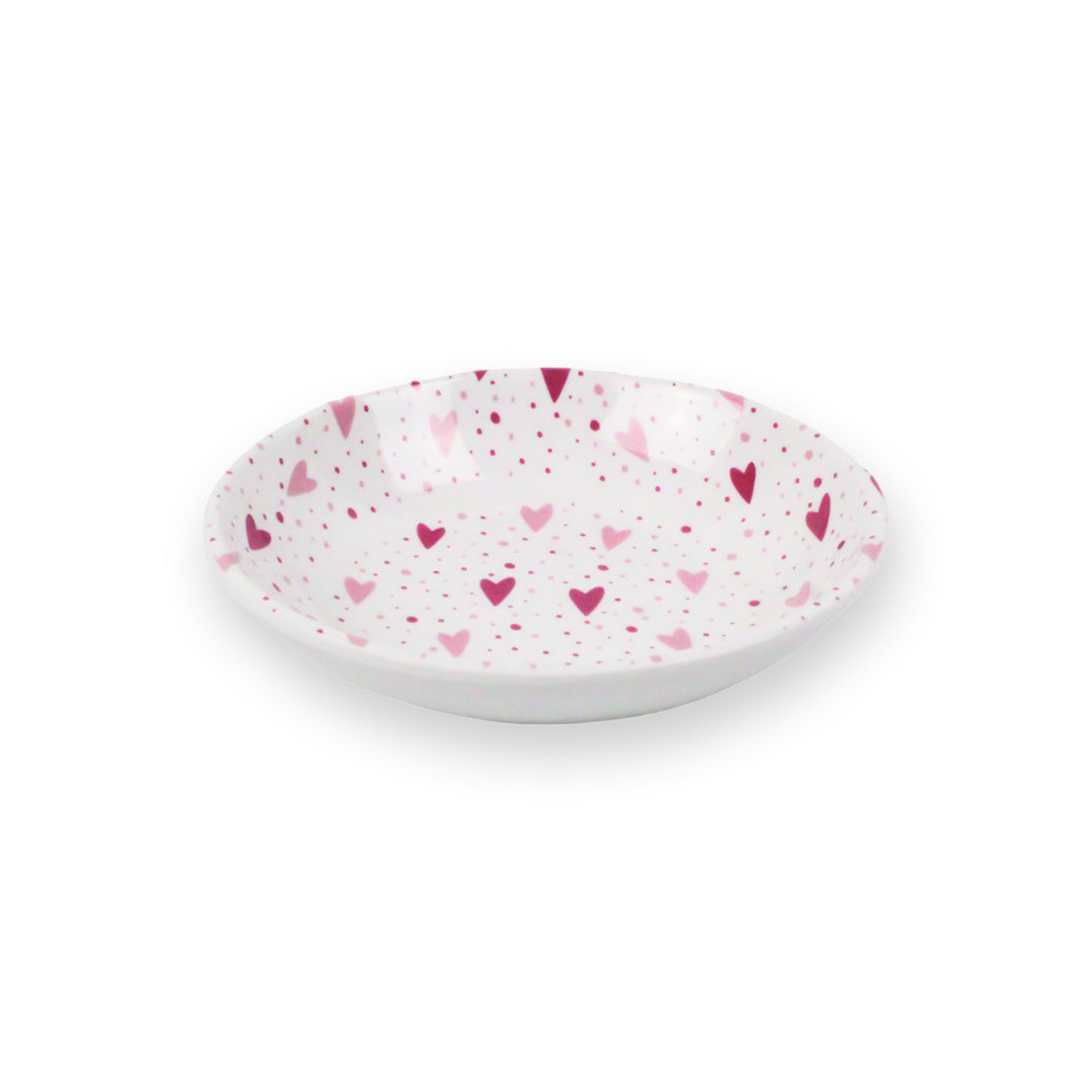Pink Hearts Melamine Pet Bowl & Saucer Set