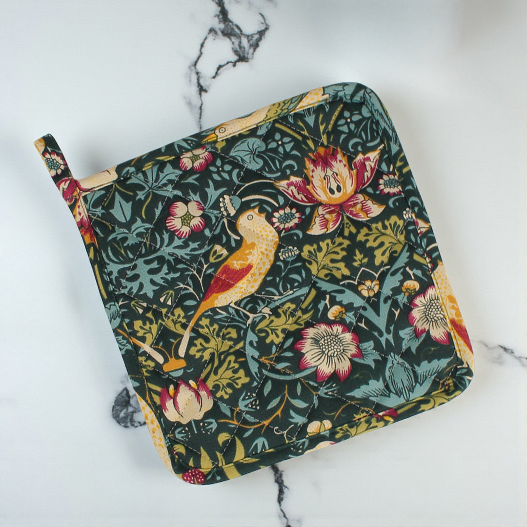 Le Chateau William Morris Strawberry Thief Pot Holder - Dark Green