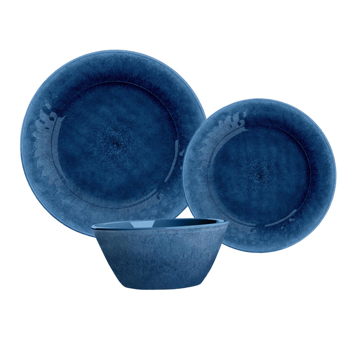 Potters Reactive Glaze Indigo Melamine Dinnerware Set