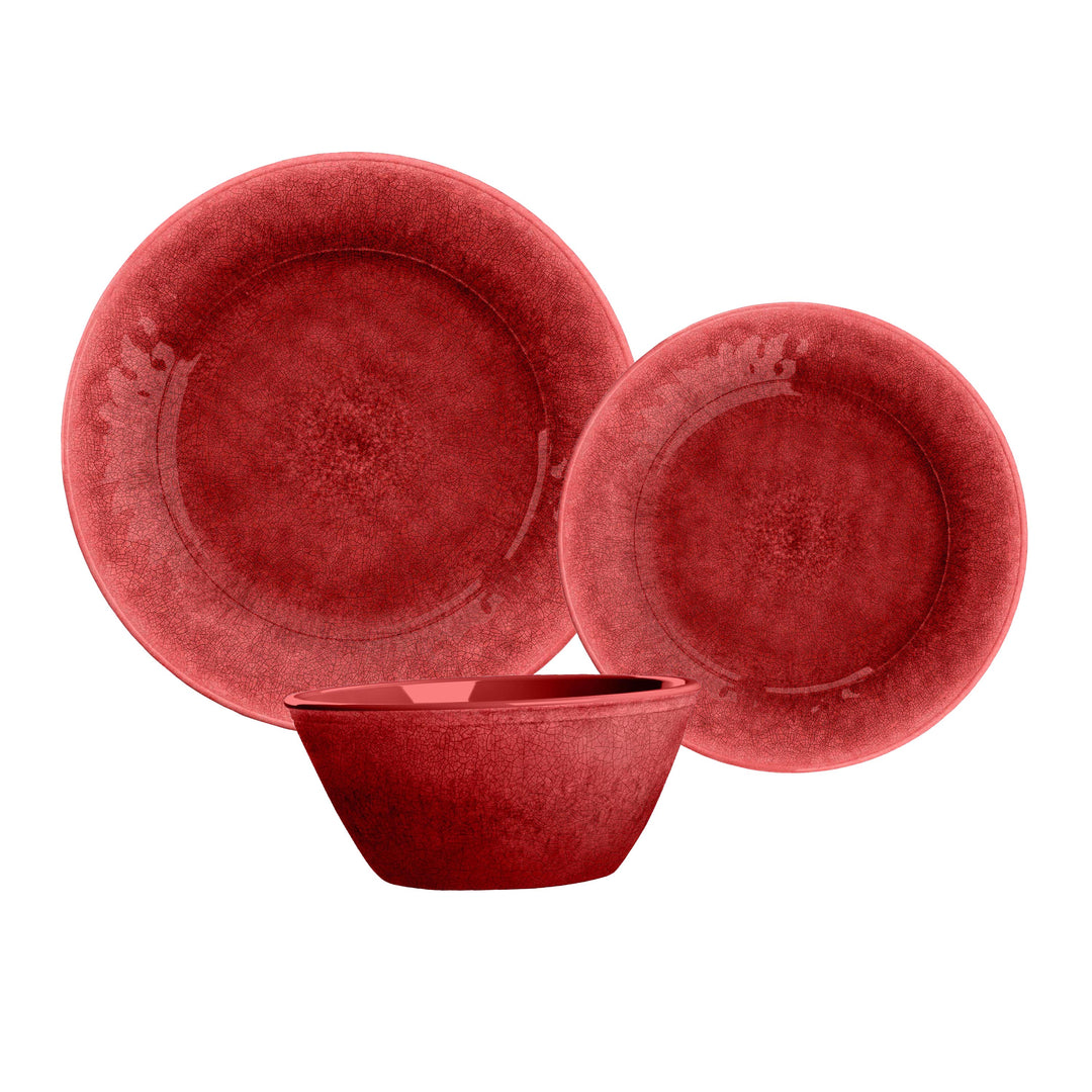 Potters Reactive Glaze Red Melamine Dinnerware Set