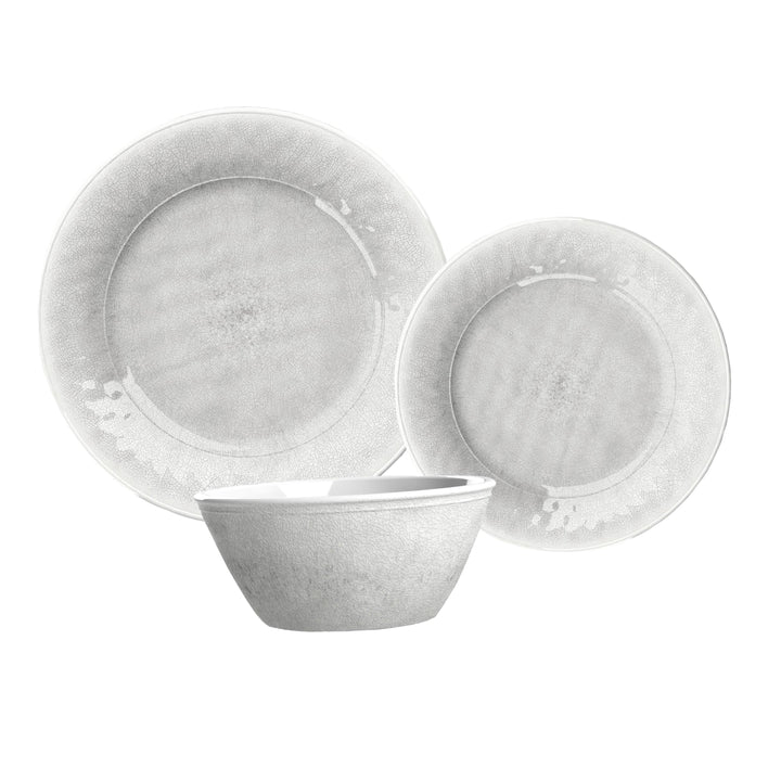 Potters Reactive Glaze White Melamine Dinnerware Set