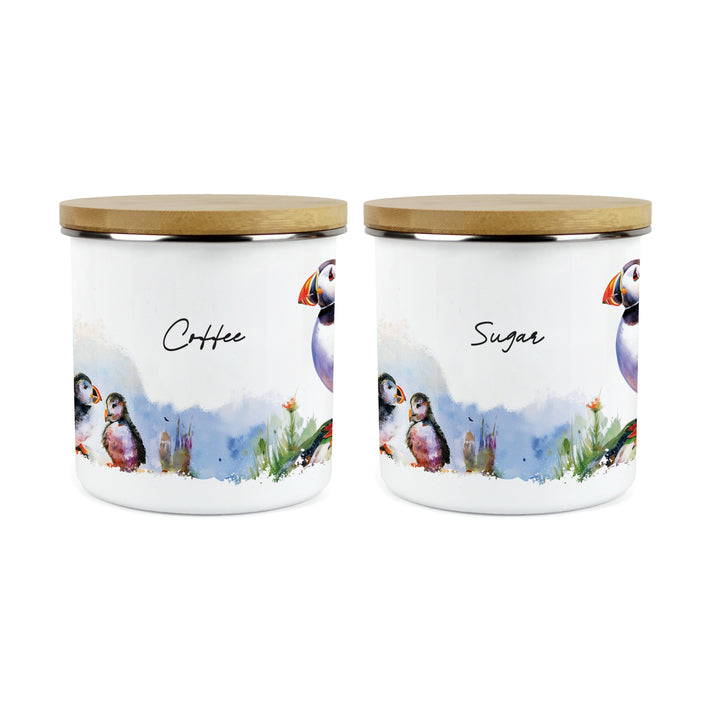 Purely Home Seaside Puffin Enamel Kitchen Canister Sets