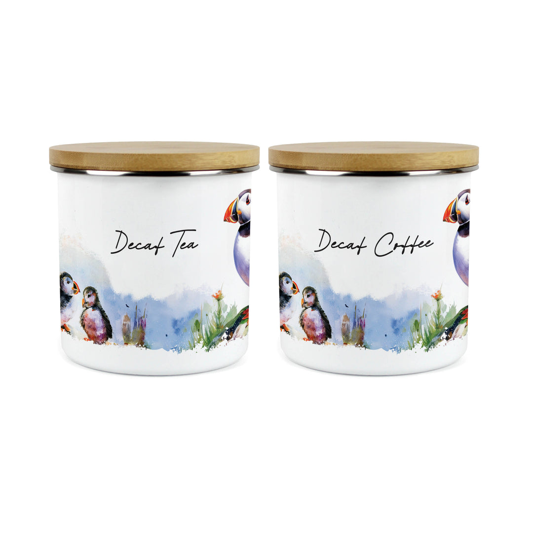 Purely Home Seaside Puffin Enamel Kitchen Canister Sets