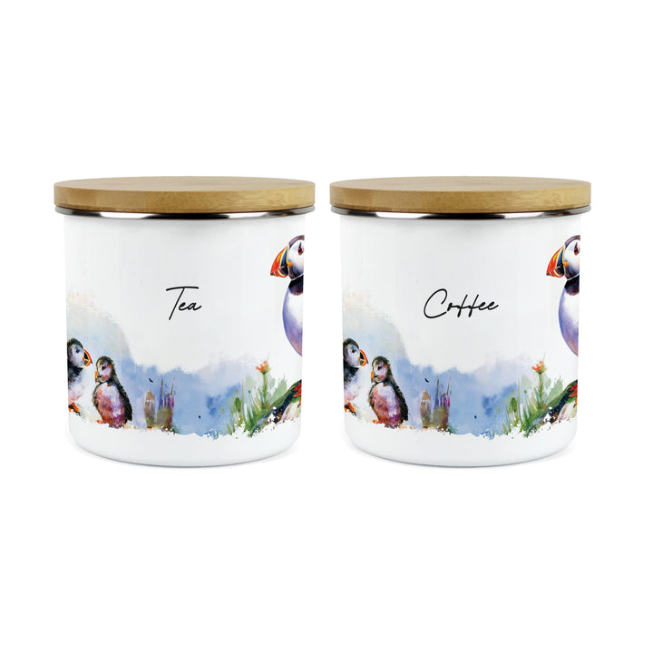 Purely Home Seaside Puffin Enamel Kitchen Canister Sets