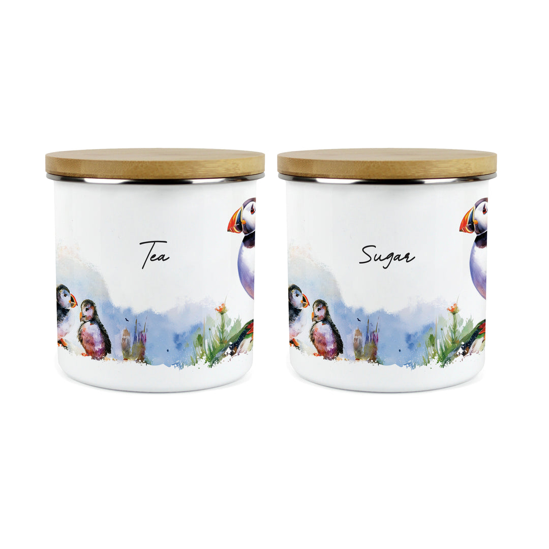 Purely Home Seaside Puffin Enamel Kitchen Canister Sets