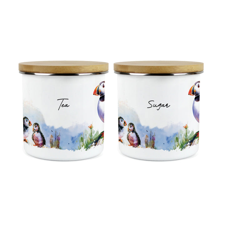 Purely Home Seaside Puffin Enamel Kitchen Canister Sets