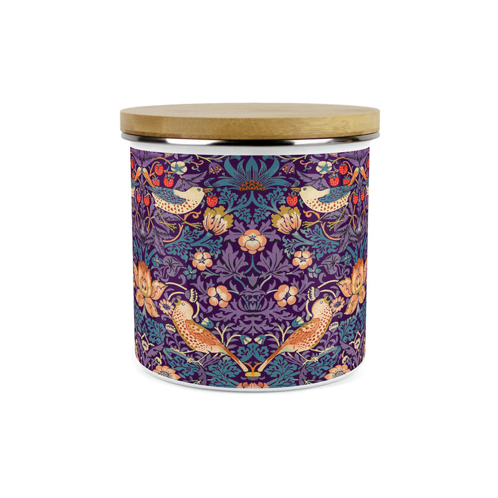 Purely Home Strawberry Thief Enamel Kitchen Canisters - Purple