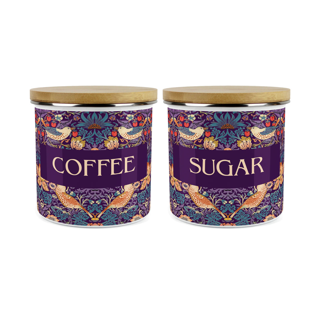 Purely Home Strawberry Thief Enamel Kitchen Canister Sets - Purple