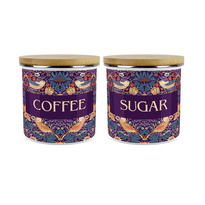 Purely Home Strawberry Thief Enamel Kitchen Canister Sets - Purple