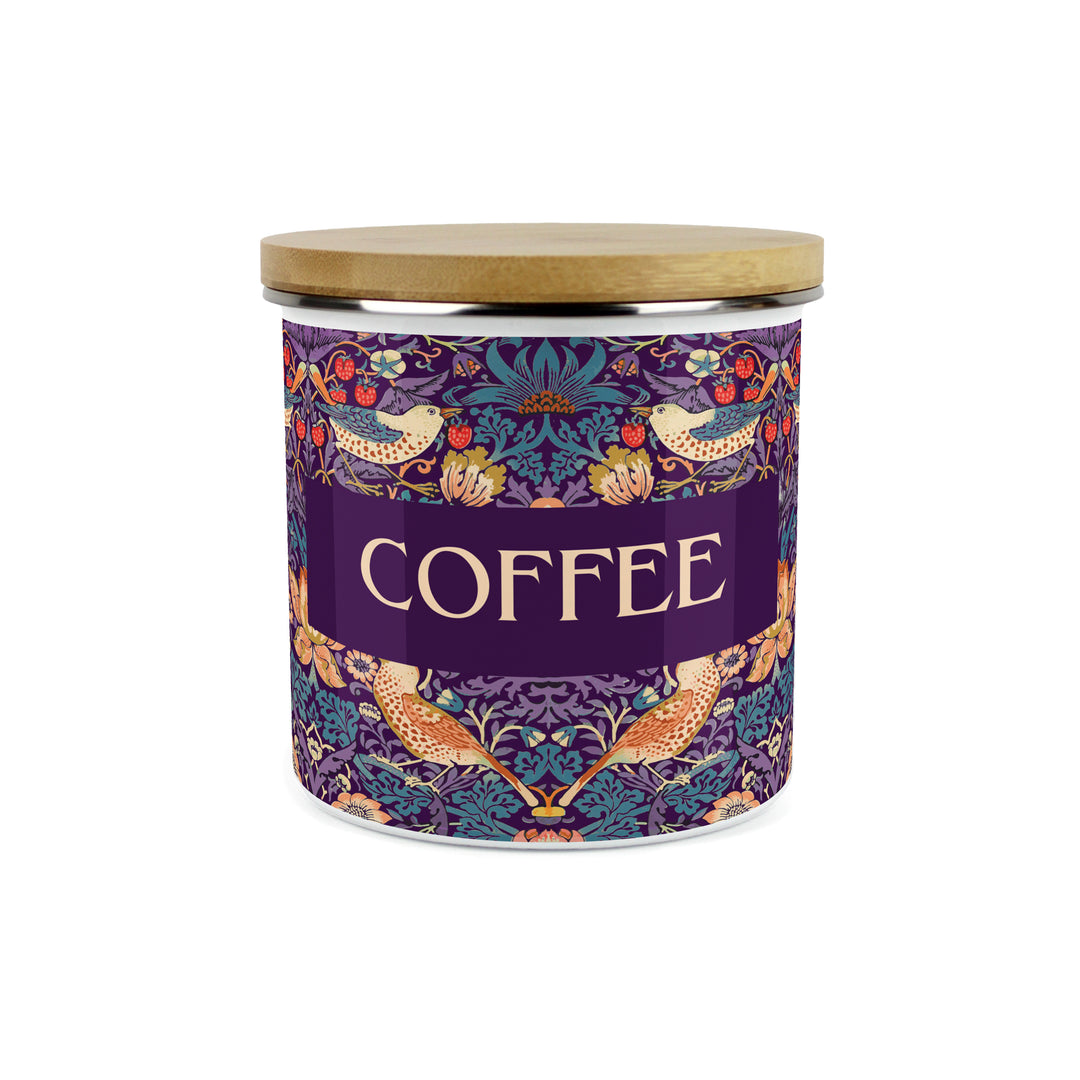 Purely Home Strawberry Thief Enamel Kitchen Canisters - Purple