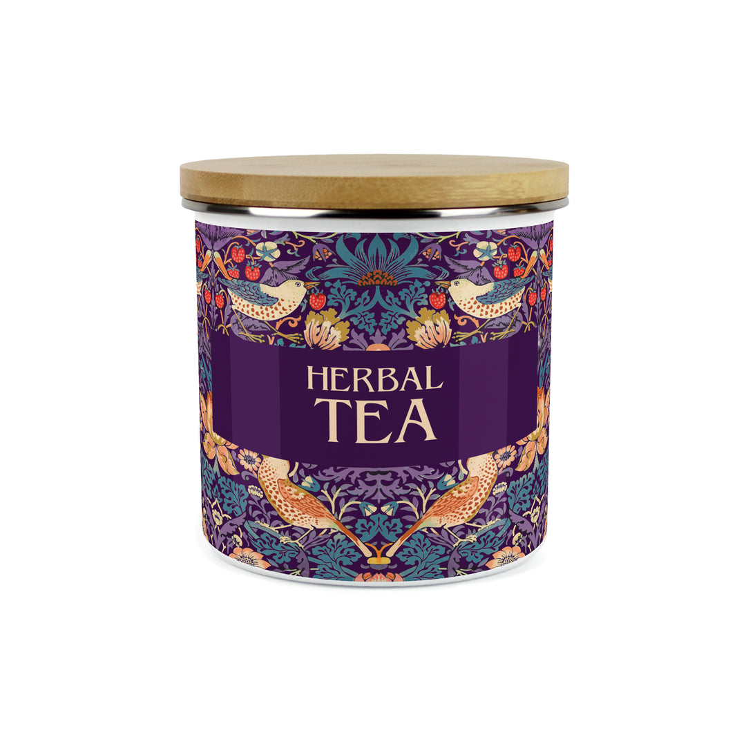 Purely Home Strawberry Thief Enamel Kitchen Canisters - Purple