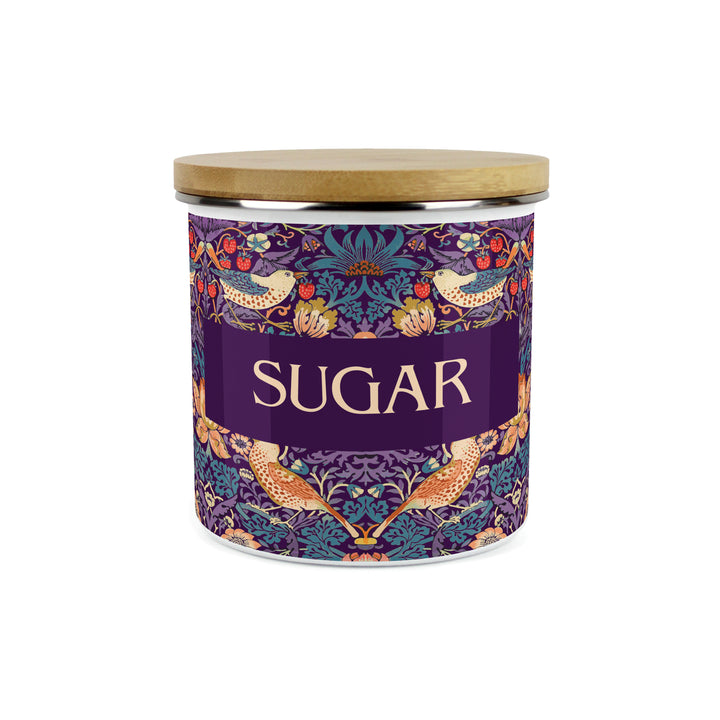 Purely Home Strawberry Thief Enamel Kitchen Canisters - Purple