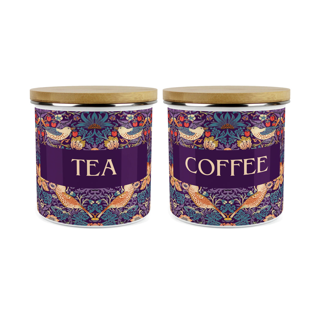Purely Home Strawberry Thief Enamel Kitchen Canister Sets - Purple