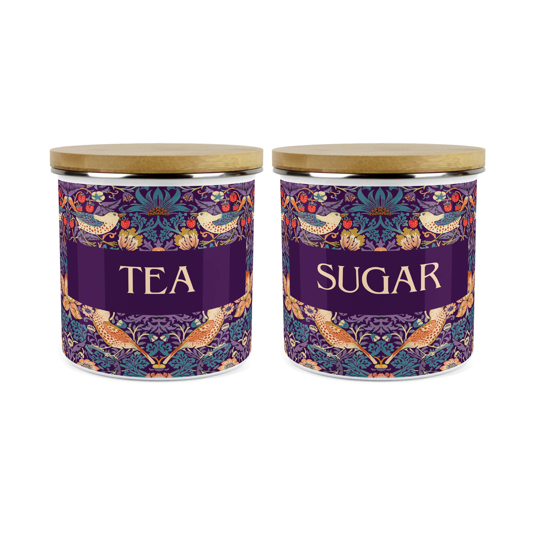 Purely Home Strawberry Thief Enamel Kitchen Canister Sets - Purple