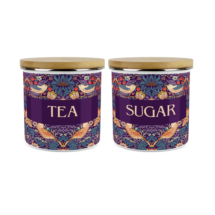 Purely Home Strawberry Thief Enamel Kitchen Canister Sets - Purple