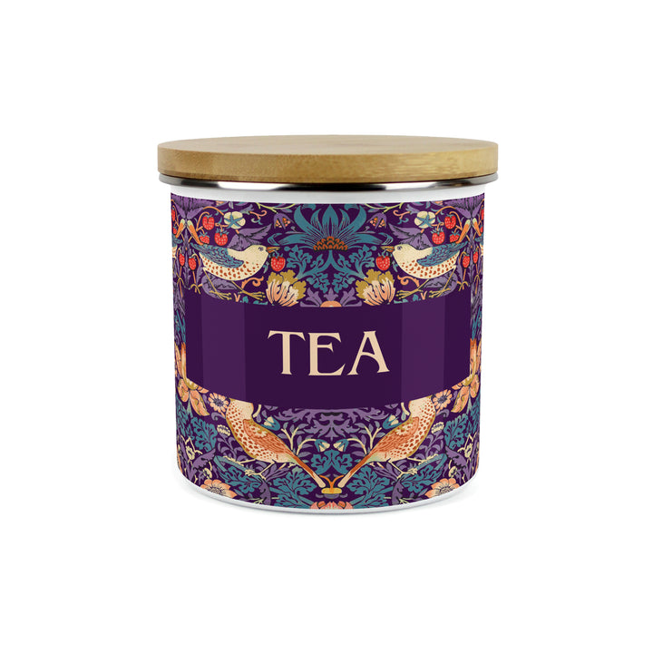 Purely Home Strawberry Thief Enamel Kitchen Canisters - Purple