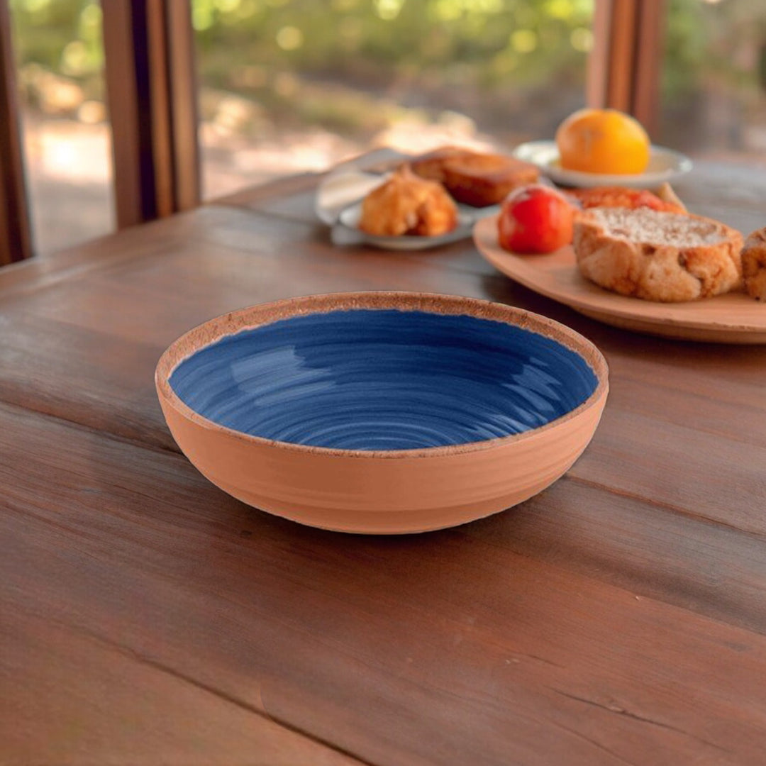 Rustic Swirl Indigo Melamine Low Bowls