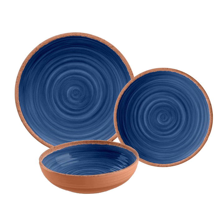 Rustic Swirl Indigo Melamine Dinnerware Set