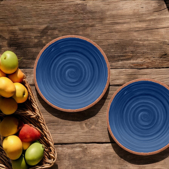 Rustic Swirl Indigo Melamine Dinner & Side Plate Set