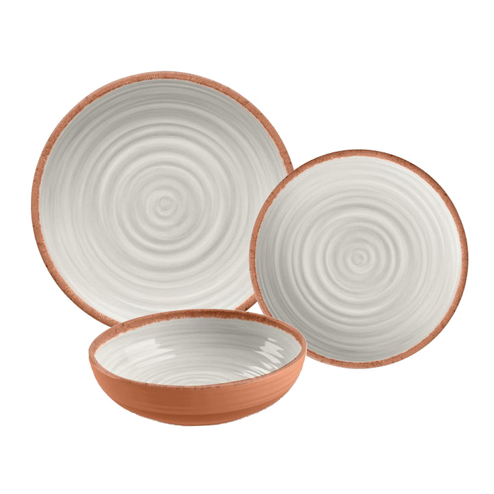 Rustic Swirl Ivory Melamine Dinnerware Set