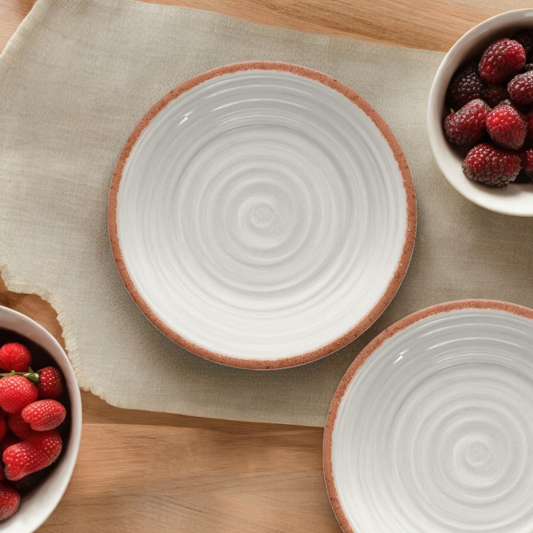 Rustic Swirl Ivory Melamine Dinner & Side Plate Set