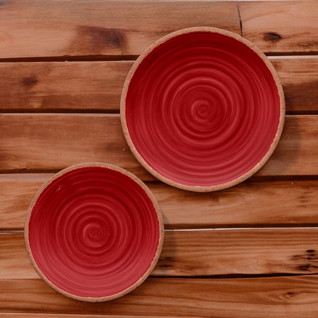 Rustic Swirl Red Melamine Side Plates