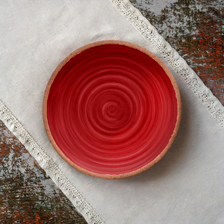 Rustic Swirl Red Melamine Dinner Plates