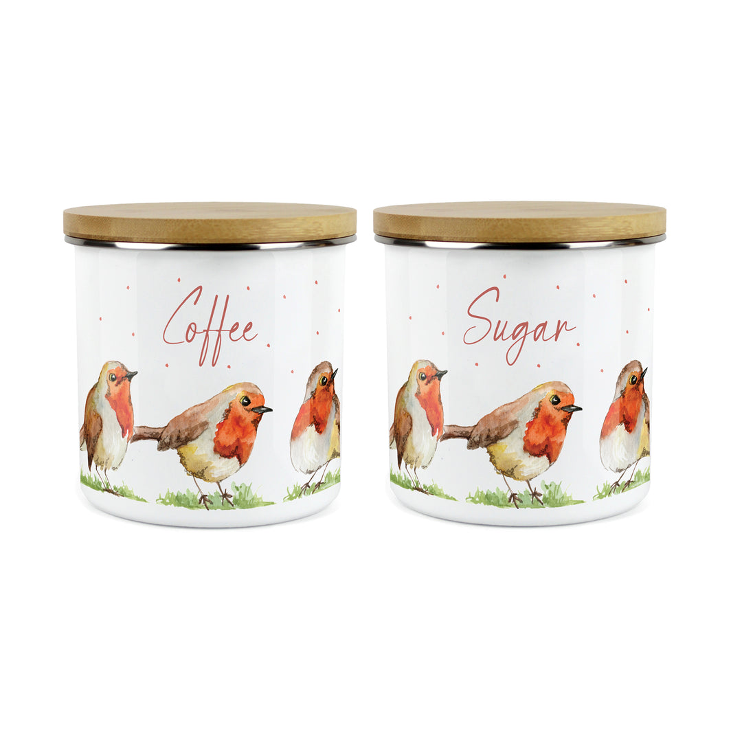 Purely Home English Robins Enamel Kitchen Canister Sets