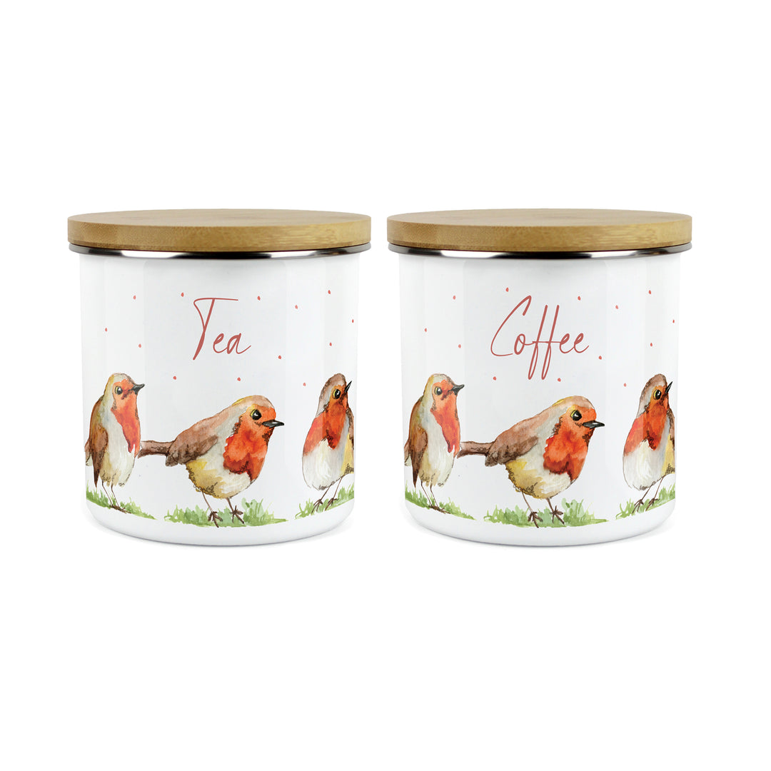 Purely Home English Robins Enamel Kitchen Canister Sets