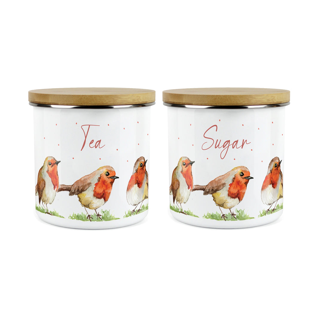 Purely Home English Robins Enamel Kitchen Canister Sets