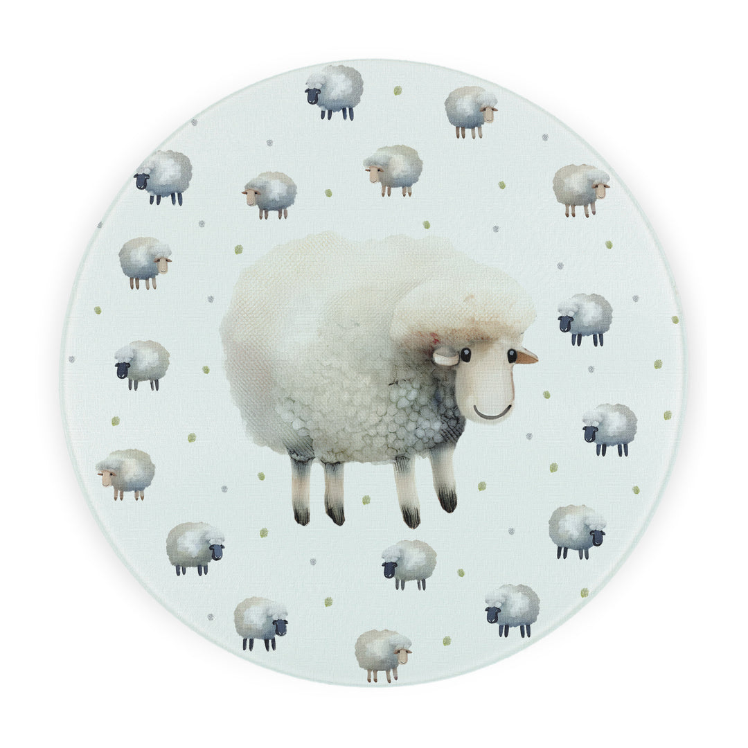 Purely Home Spring Sheep Round Glass Worktop Protector