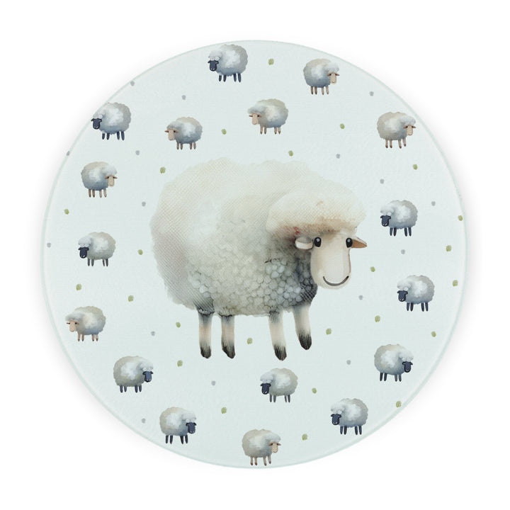 Purely Home Spring Sheep Round Glass Worktop Protector