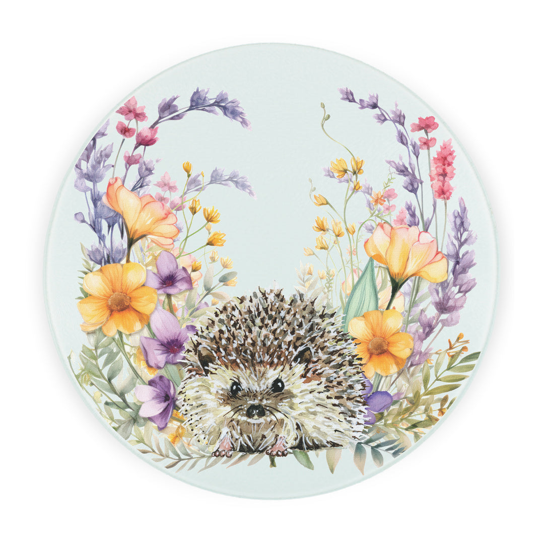 Purely Home Harriet Hedgehog Round Glass Worktop Protector