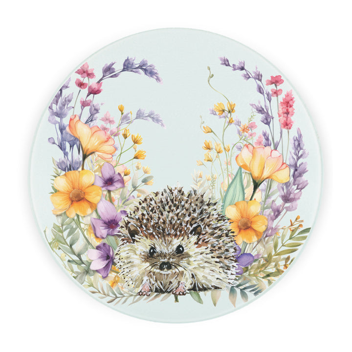 Purely Home Harriet Hedgehog Round Glass Worktop Protector